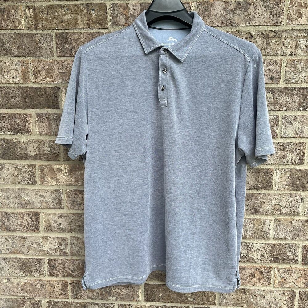 Tommy Bahama Polo Shirt Mens XL  Gray Melange Golf Casual Short Sleeves Vacation